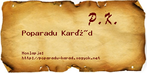 Poparadu Karád névjegykártya